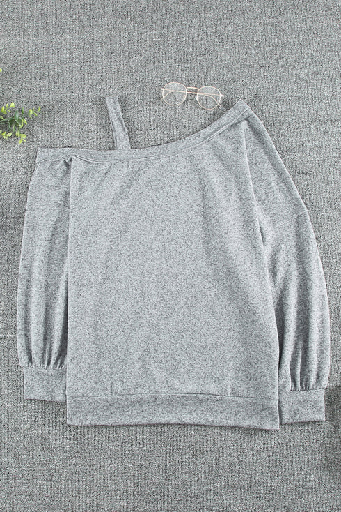 Asymmetric Dew Shoulder Long Sleeve Top